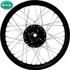 Roda Traseira Preto Jante XTZ 125 Cubo Preto Tambor Raio 4mm Cromado