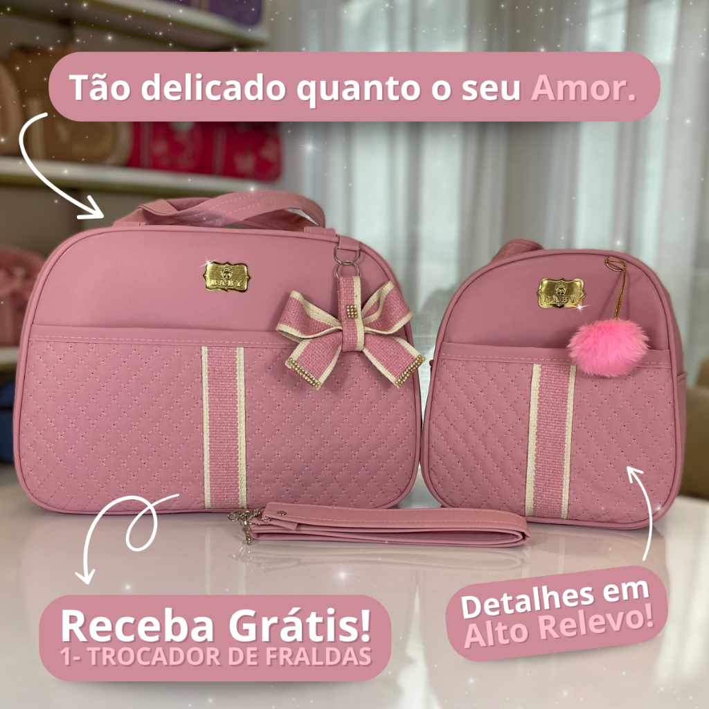 Kit Bolsa Maternidade com Mochila para Bebê 2 peças G+M em Oferta na Shopee