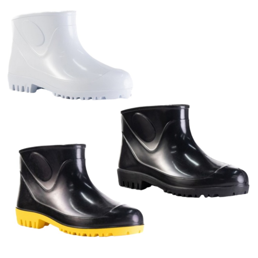 Bota Botinha Galocha Chuva Limpeza Pesca Motoqueiro Polaina Pescaria Motoboy Motociclista Para Chuva PVC Cano Curto