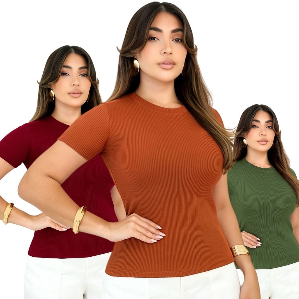 Blusa Canelada Feminina T-Shirt Estilosa - Casual Blusinha