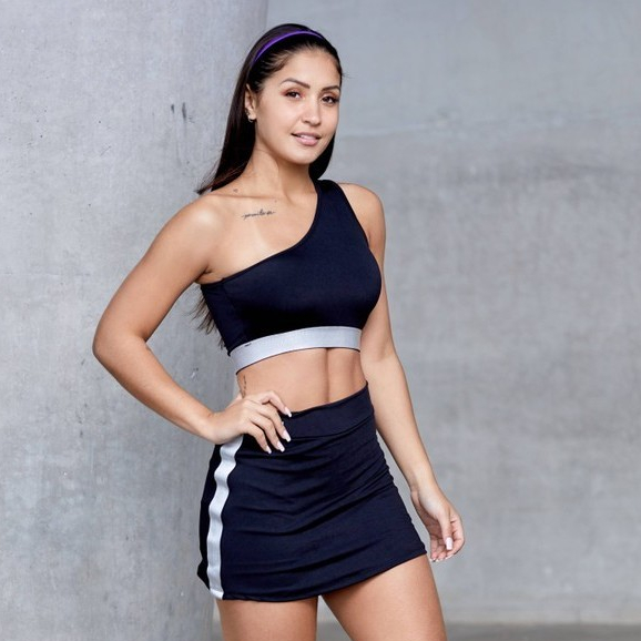 CONJUNTO Academia Top Cropeed Short Saia Elástico Sustentação Moda fitness Feminina ELASTIC