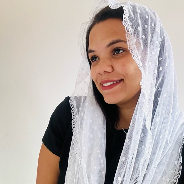 Véu Católico Para Missa Imaculado Coração Infinity Branco