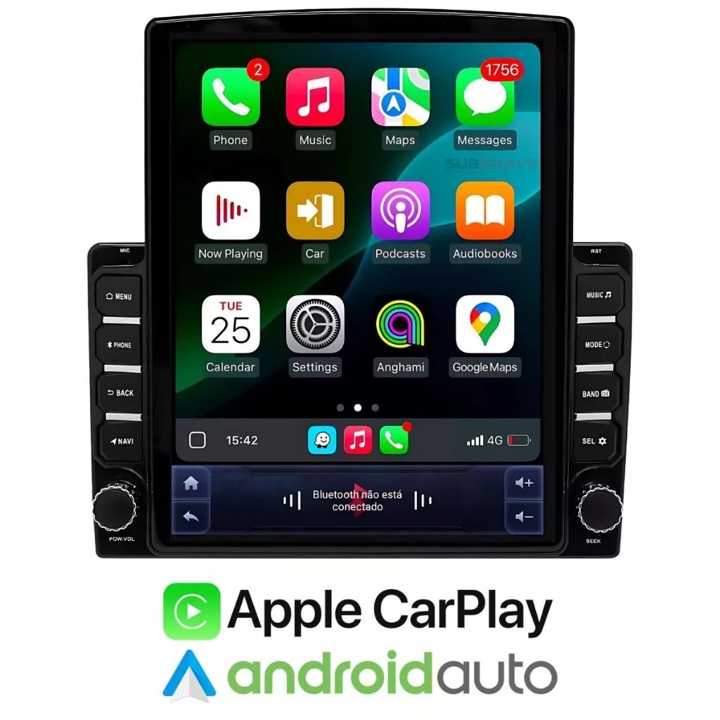 Multimídia Universal Tipo Tesla 9.7 Polegadas QLED Sistema Android 4G+64 GPS Integrado CarPlay Androind Auto