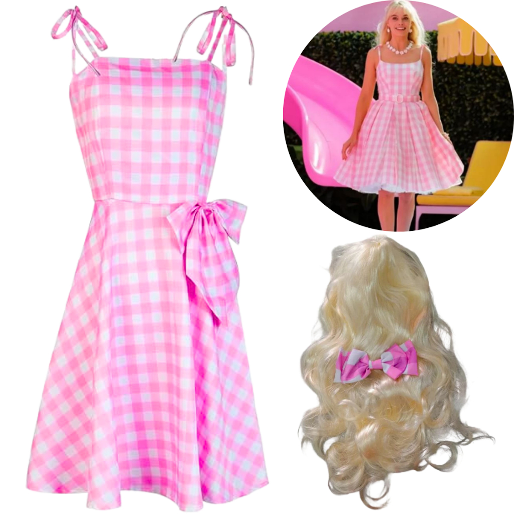 Vestido Fantasia Da Barbie Adulto Rosa Com Peruca Loira - Carnaval Bloquinho