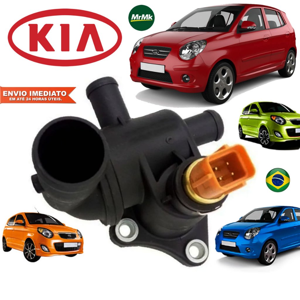 Carcaça da Válvula Termostática Completa com Sensor Kia Picanto 1.0 8v MRMK Novo Com Nota Fiscal