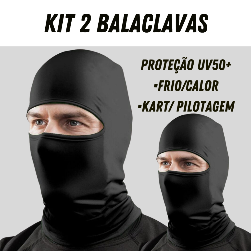 Kit 2 Touca Ninja Balaclava Toca UV+50 Proteção Solar Térmica Motoqueiro Motoboy touca preta