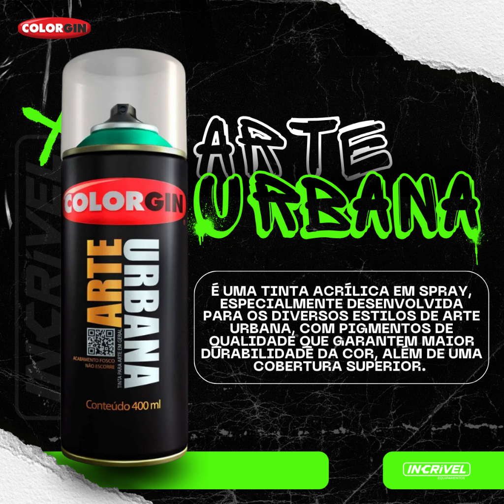 Arte Urbana Colorgin Cores Metal Vidro Plástico GrafitI Fosco Seca Rápido 400ml Tinta Sray