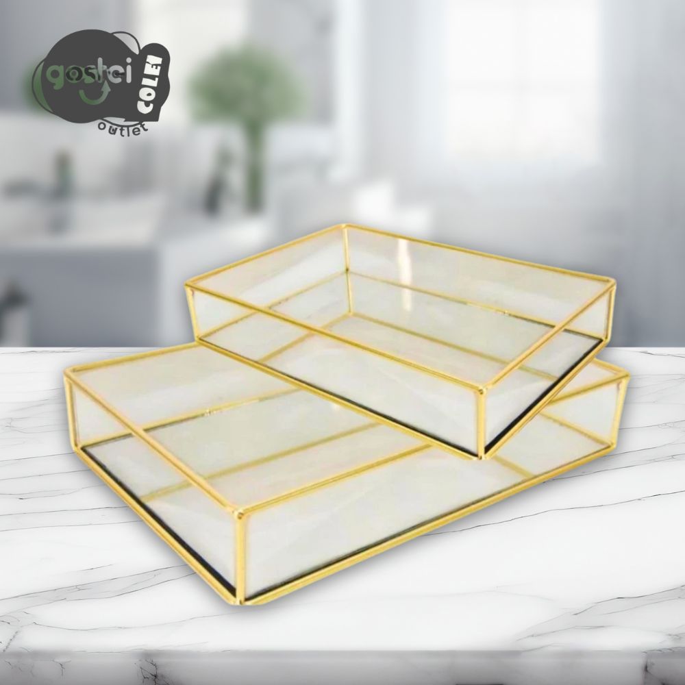 Bandeja Organizadora Multiuso Decorativa Espelhado Retangular Decoração Banheiro