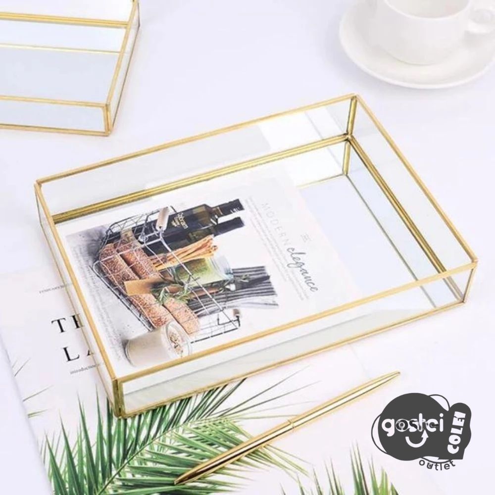 Bandeja Organizadora Multiuso Decorativa Espelhado Retangular Decoração Banheiro