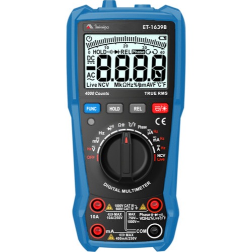 Multímetro Digital Minipa ET-1639B True RMS 4000 NCV Medição de Temperatura em Oferta na Shopee