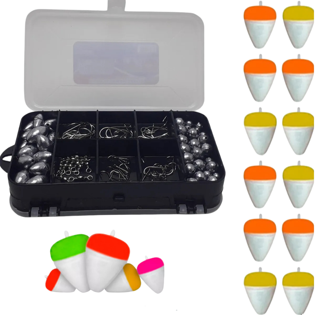 Kit Pesca Completo Maleta Organizador Estojo Anzol Chumbada Girador Boia em Oferta na Shopee