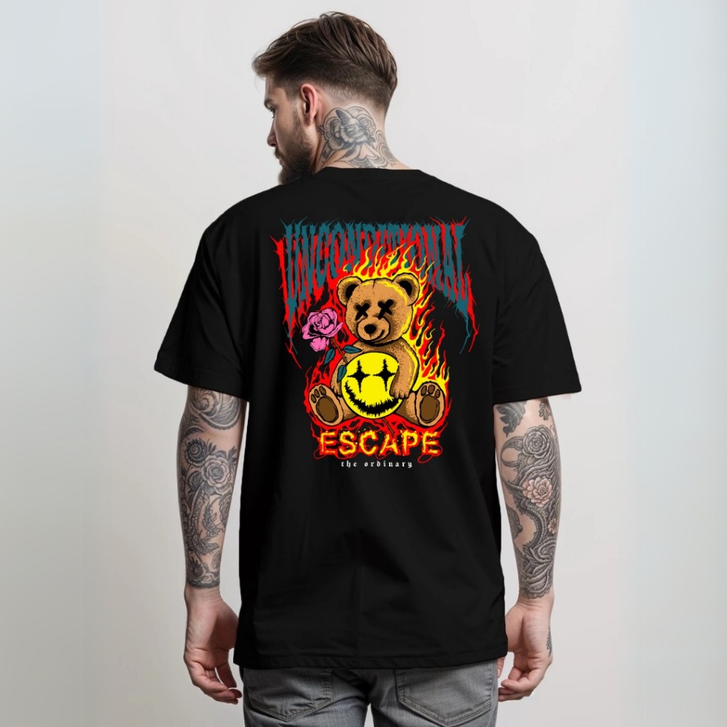 Camiseta Camisa T-shirt Bear Streetwear Oversized Estampada Escape Personalizada Masculina Estilo