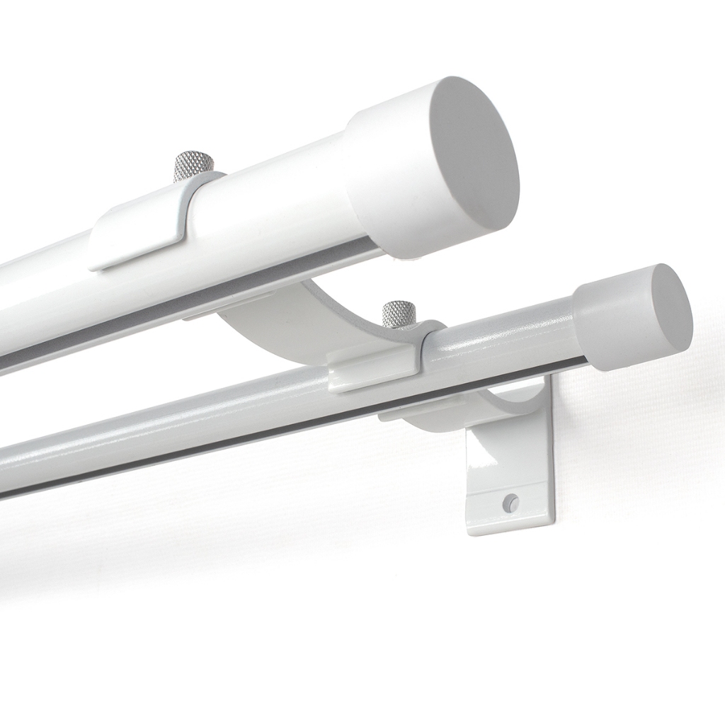 Kit Varão Duplo Deslizante Wave 28/19mm 3,00 Metros Dividido com Suporte de Alumínio em Oferta na Shopee