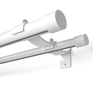 Kit Varão Duplo Deslizante Wave 28/19mm 3,00 Metros Dividido com Suporte de Alumínio em Oferta na Shopee