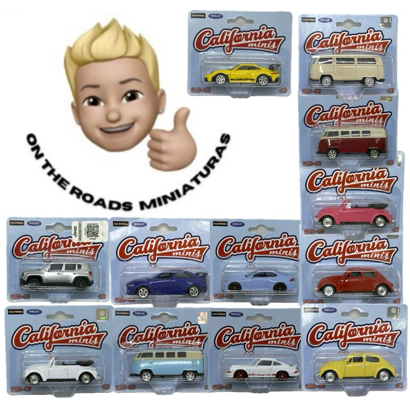Miniatura Kombi/Fusca/Porshe/Lancer/BMW-M2/Jeep 1/64 Califórnia Minis em Oferta na Shopee