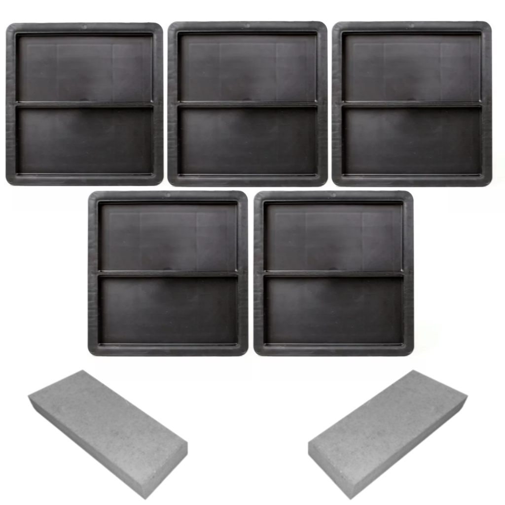 5 Forma Plastico Bloquete Fino Paver 20x10x1,5 Pavimentação Facil Uso Economico Tijolinho Pequeno