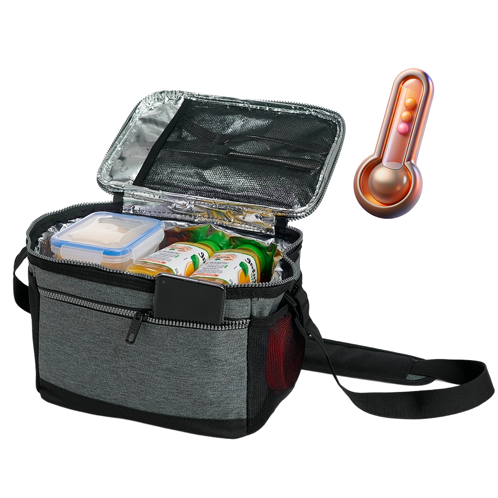 Bolsa Térmica Premium Fitness Média 10L Cinza com alça Praia Comida e Bebida