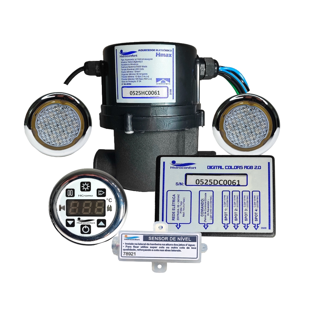 Aquecedor Banheira Spa Hcromo Led Hidroconfort 2 Spots Rgb