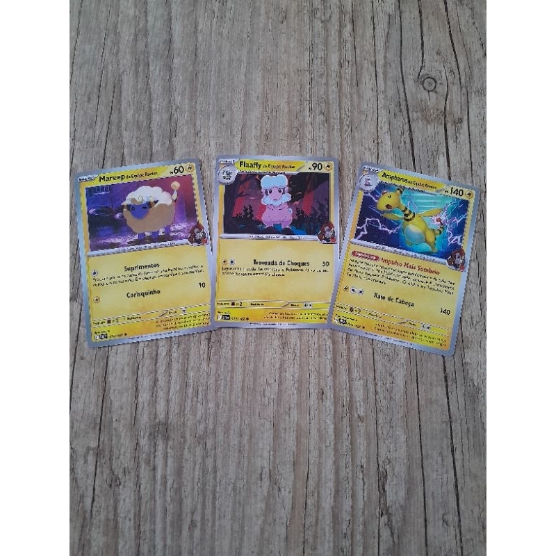 Combo Carta Pokemon Mareep + Flaaffy + Ampharos da Equipe Rocket Rivais Predestinados Original  NM