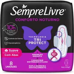 Absorvente Sempre Livre Adapt Noite/Dia Suave Abas 8 Unidades