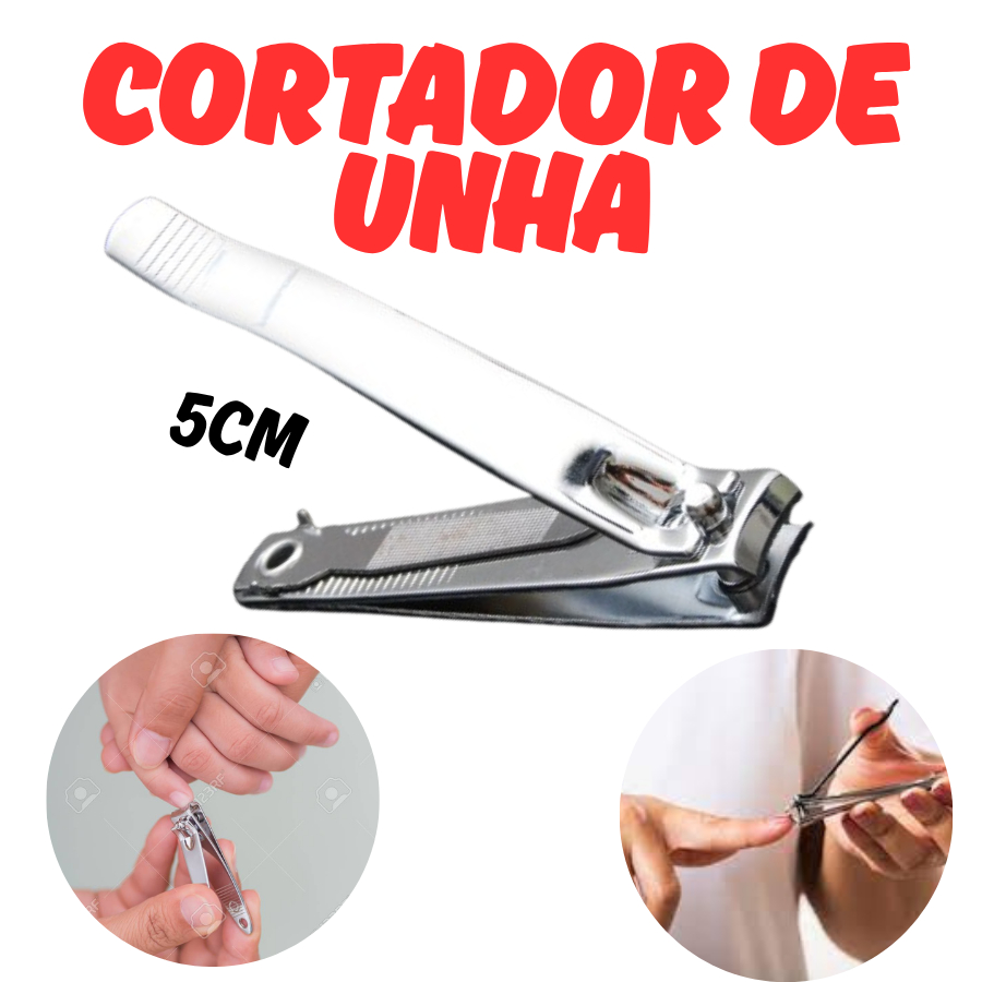 Cortador De Unha 5Cm Cortadores Manicure Pedicure Aço Inox Com Lixa Cuidados Com A Unha