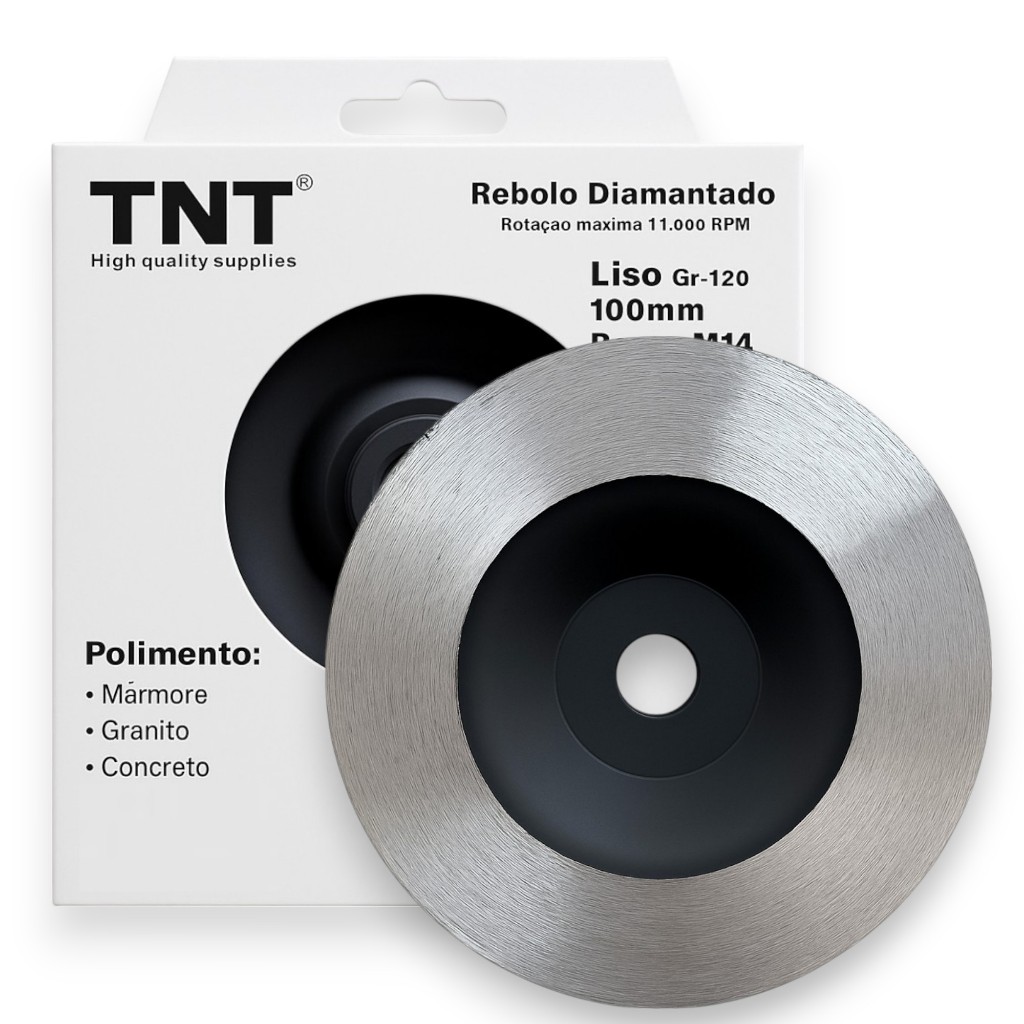 Disco Prato Diamantado Liso 100mm Grão120 Para Granito e Porcelanato TNT