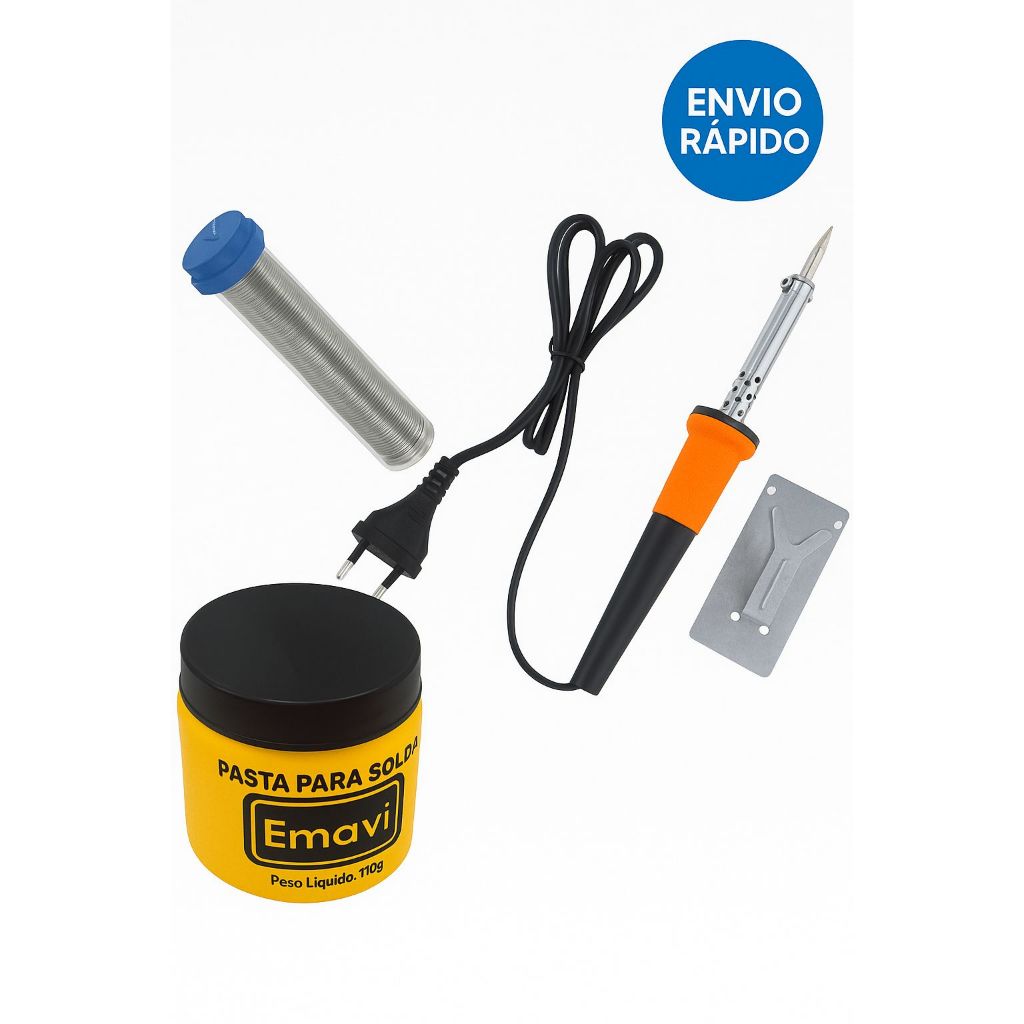Ferro de Solda 110V ou 220V + Pasta e Tubo de Solda Kit Completo Envio Rápido