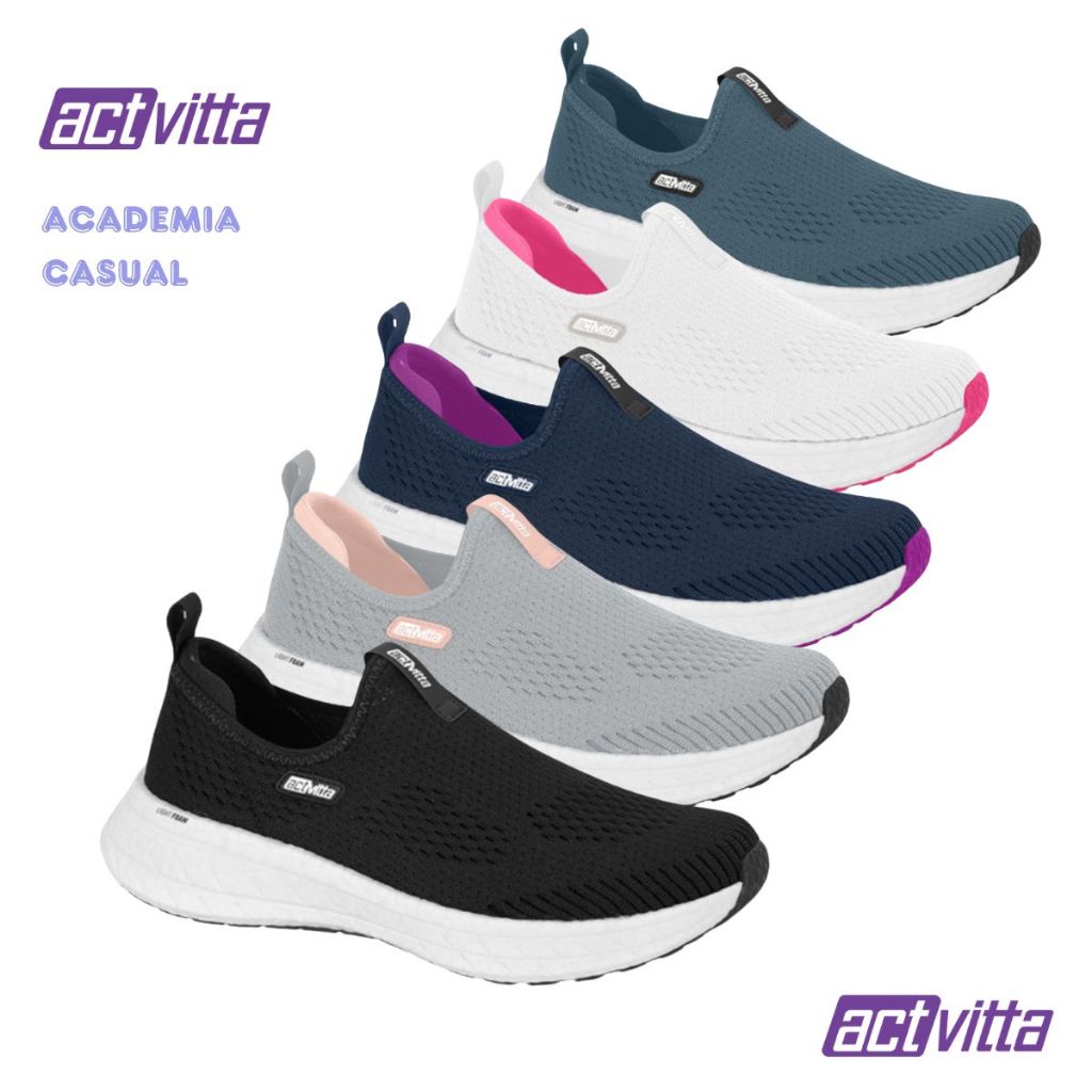 Tenis Feminino Act Vitta Academia Conforto para Caminhada Calce Fácil Casual Dia a Dia em Oferta na Shopee