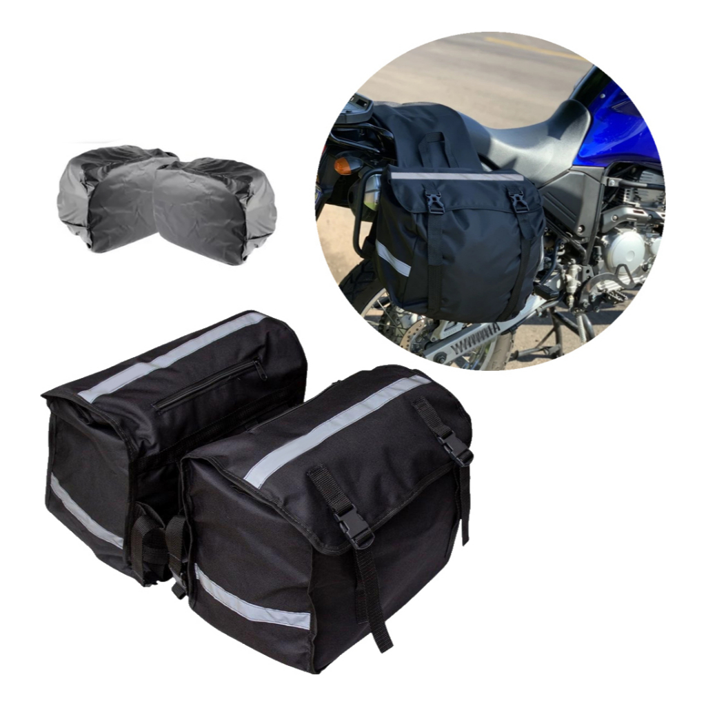 Alforge 60litro Bolsa Para Moto Universal + Capa Chuva Cor Preto