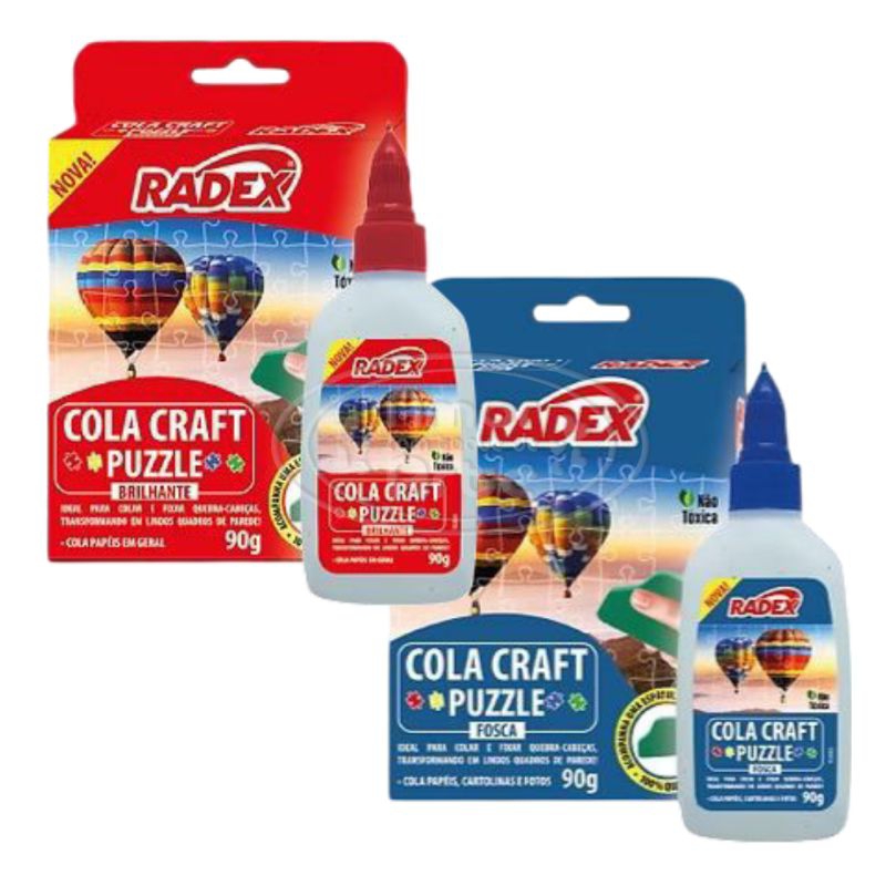 Cola Craft Puzzle para Quebra Cabeça Brilhante/Fosco com Espátula, Transparente 90g, Radex. em Oferta na Shopee
