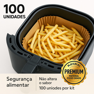 Kit 100 Formas Descartável Fritadeira Elétrica Air fryer Antiaderente Quadrada Assadeira Protetor em Oferta na Shopee