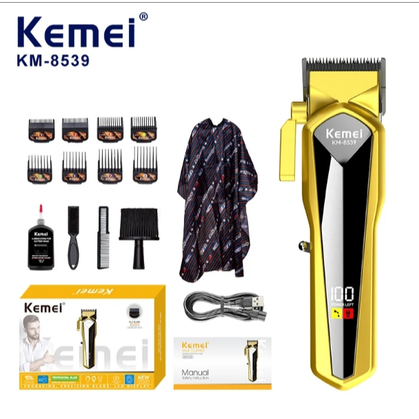 Kemei 8539 Máquina De Cortar Cabelo Masculino Profissional Sem Fio Recarregável Aparador Display LED em Oferta na Shopee