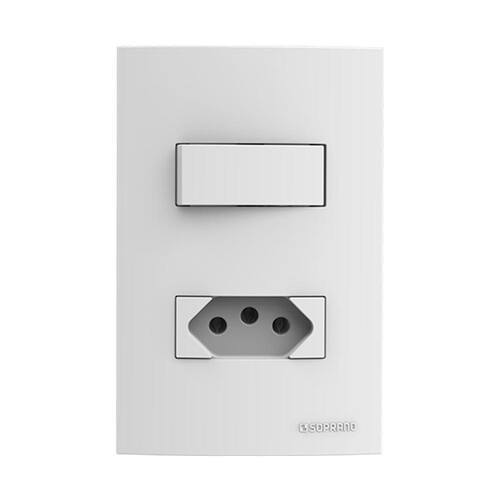 Interruptor com tomada Atria Soprano (Interruptor simples ou paralelo / Tomada de 10A ou 20A)