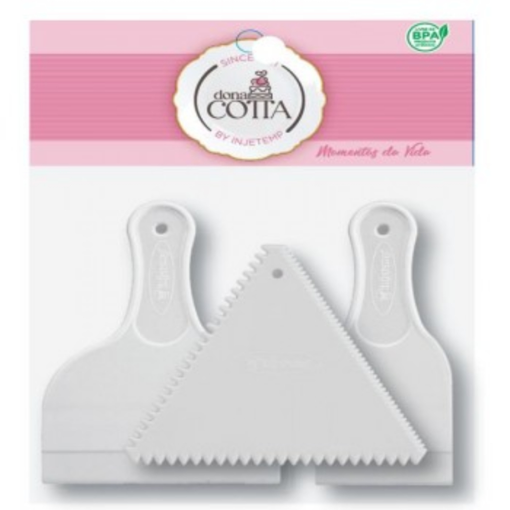 Kit Confeitaria 3 Espátulas Decore Fácil Jogo Decoração Utensílio Dona Cotta