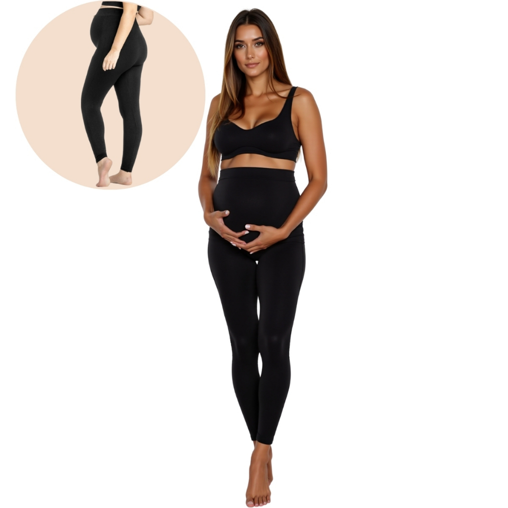 Calça Legging Gestante Grávida Maternidade Cintura Alta Leg Preta Mãe Conforto