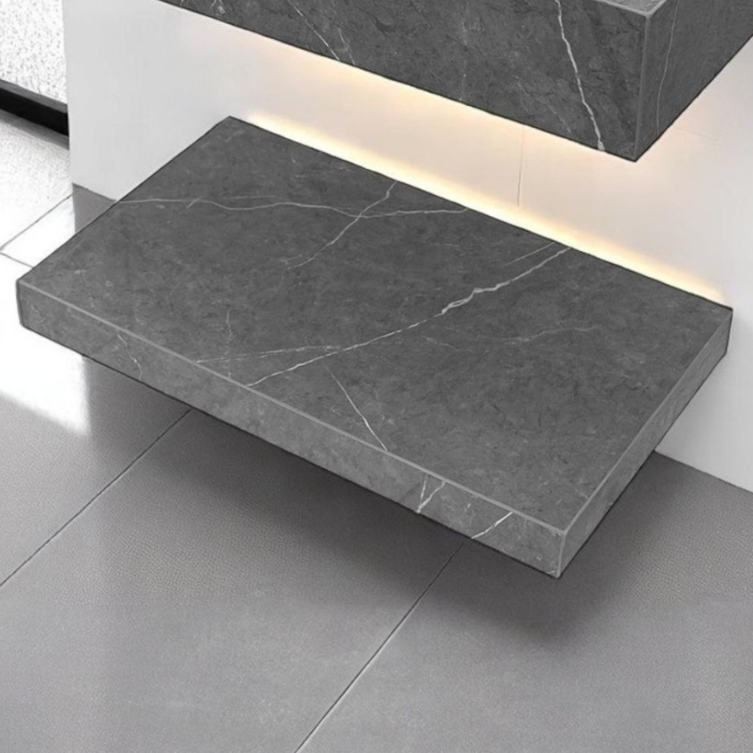 Prateleira em Porcelanato Gran Marmi Grafite Banheiro Cozinha Lavanderia Resistente 62x29x06