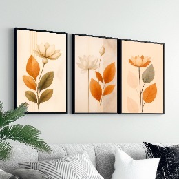 Conjunto Quadros Decorativos 50x70 cm Moldura e Vidro Para Sala Quarto Escritório Hall