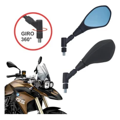 Retrovisor Gvs Bmw F800 Giro 360 Honda Lente Convexa Azul Rosca H