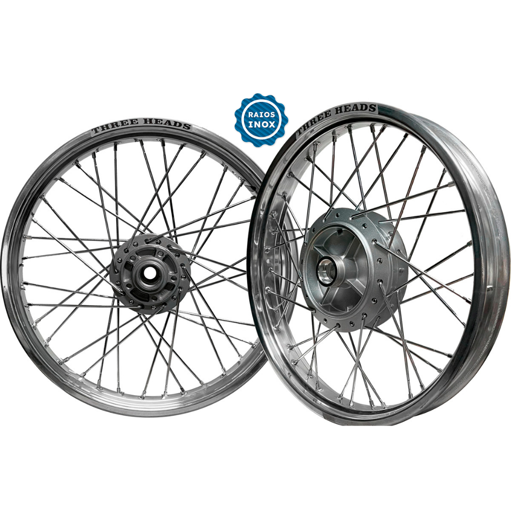 Par Roda Aro Three Heads Polido 4mm Ybr 125 / Factor Á Disco
