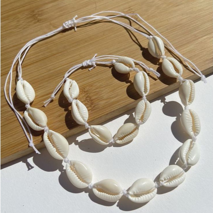 Kit Choker de Búzios Concha Praia Com Pulseira/Tornozeleira