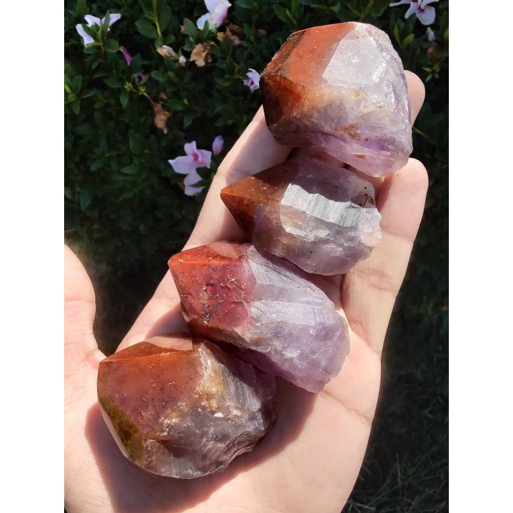 Ponta de Aurelite 23, Super Seven Cacoxenites, Trigonicos -  Semi Polida, pesos de 48 a 148g  4/8 cm