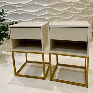 Kit 2 Un Mesa de Cabeceira Sofia Estilo Industrial Base Aço 1 Gaveta E 1 Nicho - LH Móveis em Oferta na Shopee