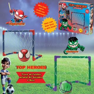 Kit Futebol Golzinho Mini Trave Rede e Bola do Hulk e Homem Aranha do Brinquedo para Menino em Oferta na Shopee