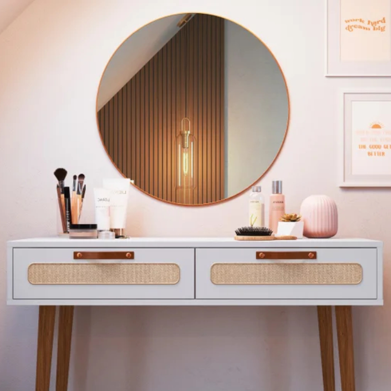 Espelho Decorativo Redondo Lapidado Parede Banheiro Sala Quarto 60cm + AUTO COLANTE