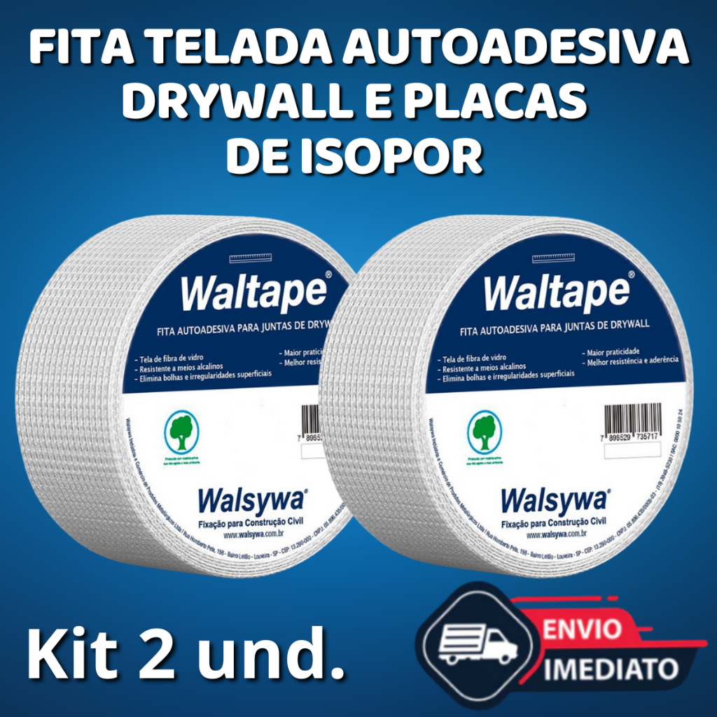 Fita Telada Drywall Branca Walsywa (Kit com 02 unidades) em Oferta na Shopee