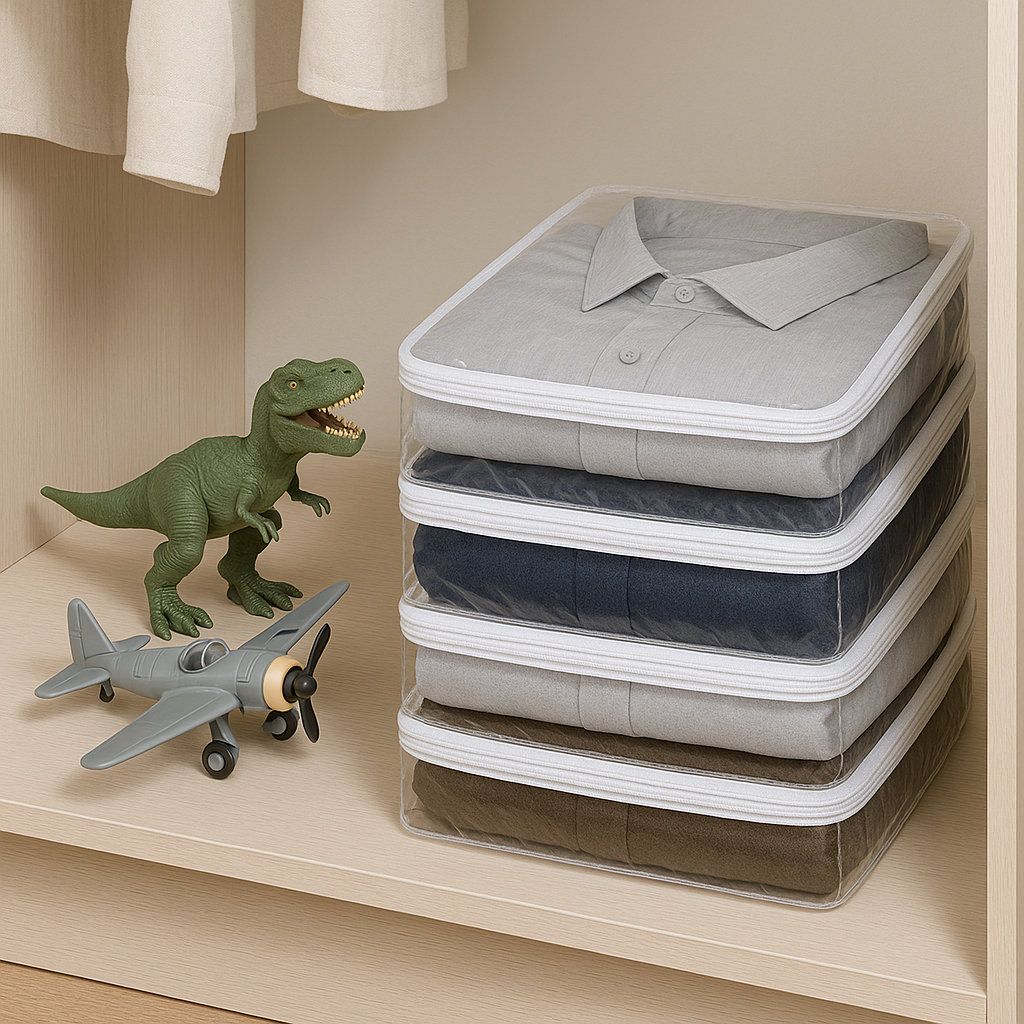 Kit 10 Saco Organizador Closet Roupas E Enxovais C/ Ziper Armário Cômoda