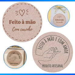 100 ADESIVO FEITO A MÃO E COM AMOR 4X4CM