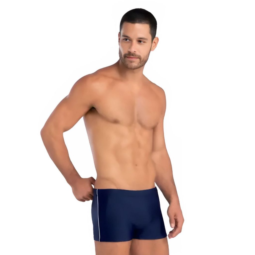 Sunga Boxer Box Mash Praia Piscina Poliamida Laterais Largas Masculino Adulto Verao Azul Preto Verde Vermelho Cinza