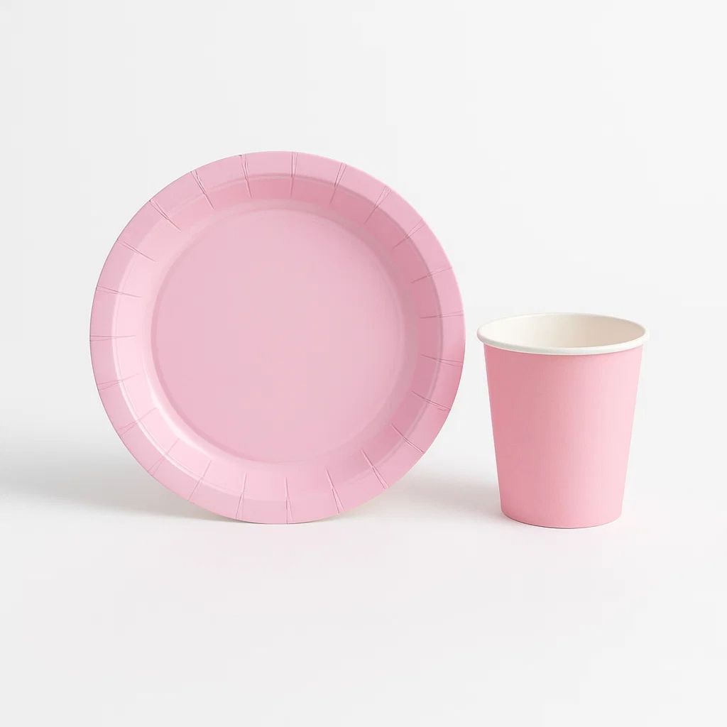 Kit Festa Pratos + Copos De Papel Ecológico Colorido - Descartavel Reforçado Para Aniversario