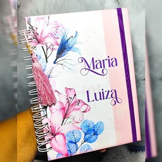 ENVIO RÁPIDO - Agenda Personalizada Feminina Não Datada  com Nome na Capa Caderno de Anotações Devocional